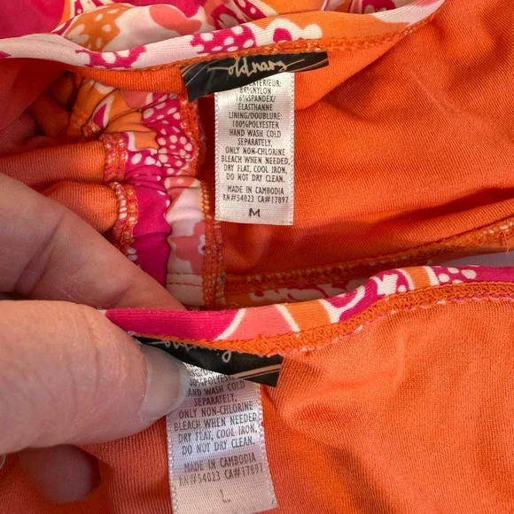Old Navy Vintage Y2K Mod Pink and Orange Floral Halter Bandeau Tankini Set - Picture 7 of 10